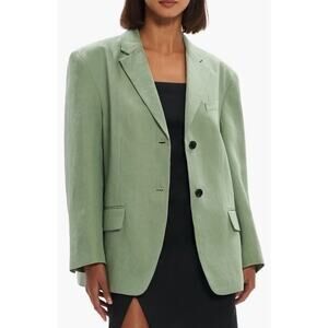 Theory Galena Oversized Linen Blazer - Leaf - Sz M/L